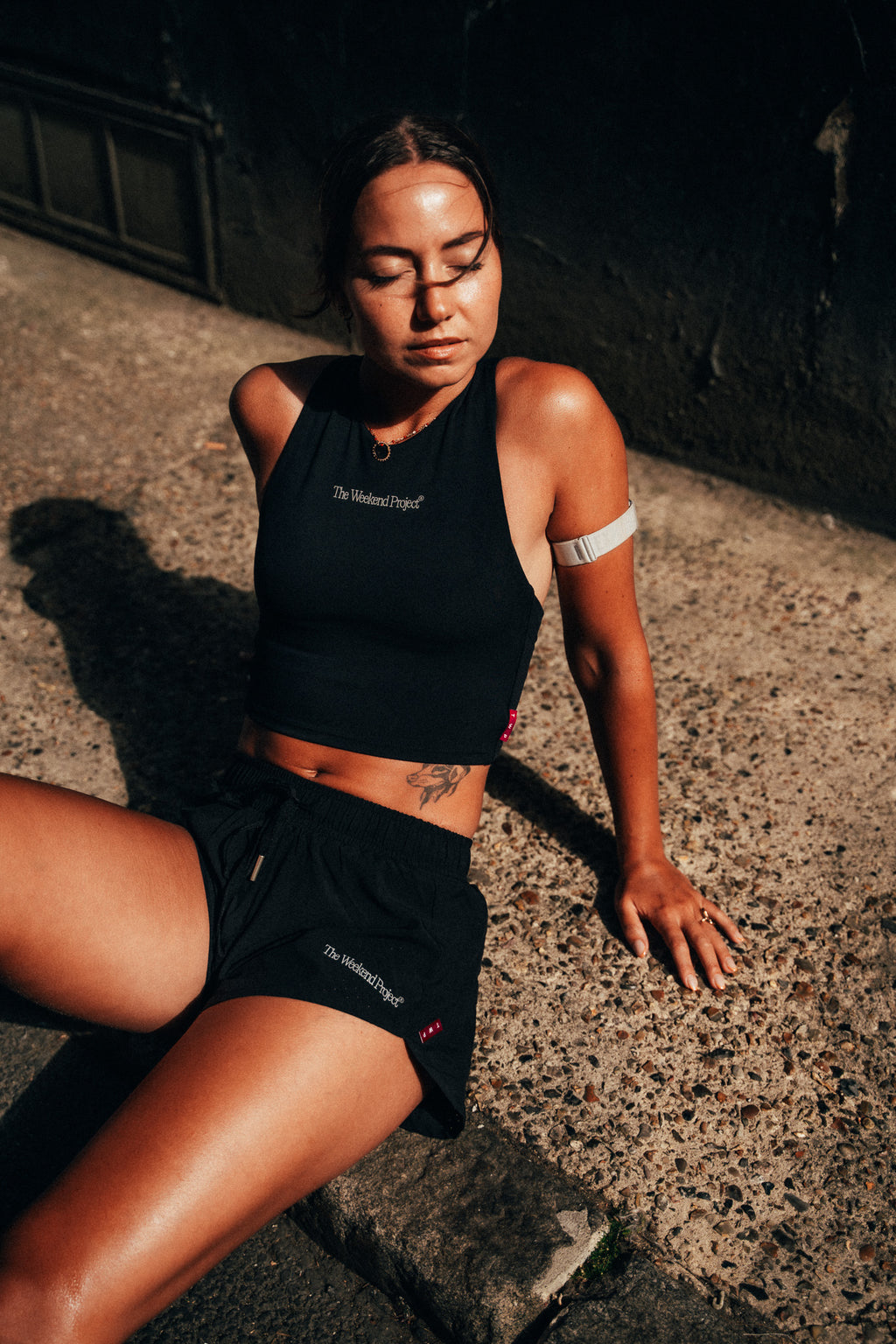 Women's Crop Race Tank - Black