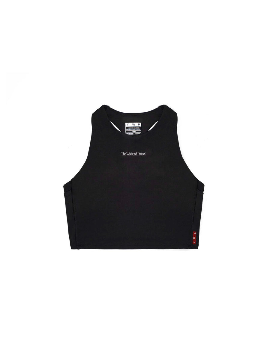 Women's Crop Race Tank - Black
